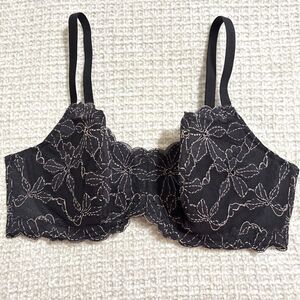 b.tempt’d 36D Black Lace Underwire Bra Floral Mesh Sexy Lightweight Support